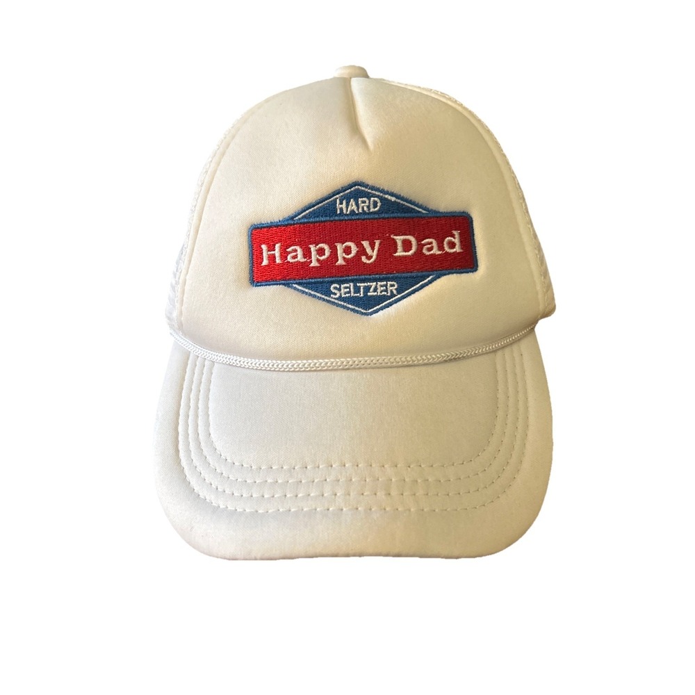 Happy Dad Trucker Hat Full Send Snapback Mesh Cap White